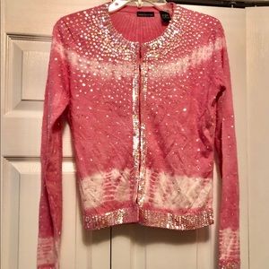 Moda Pink Tie-Dye Sequin Cardigan - NWT